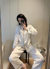 Bộ đồ ngủ nữ lụa vân xước cao cấp TD72  Shury Store Home Wear pijama dài tay sang trọng size 45-75kg