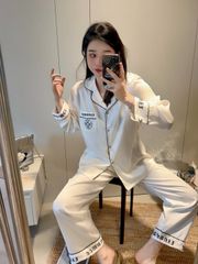 Bộ đồ ngủ nữ lụa vân xước cao cấp TD72  Shury Store Home Wear pijama dài tay sang trọng size 45-75kg