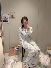 Bộ đồ ngủ lụa băng dáng suông TD32 Shury Store Home Wear Pijama dài tay cao cấp size 45-75 kg