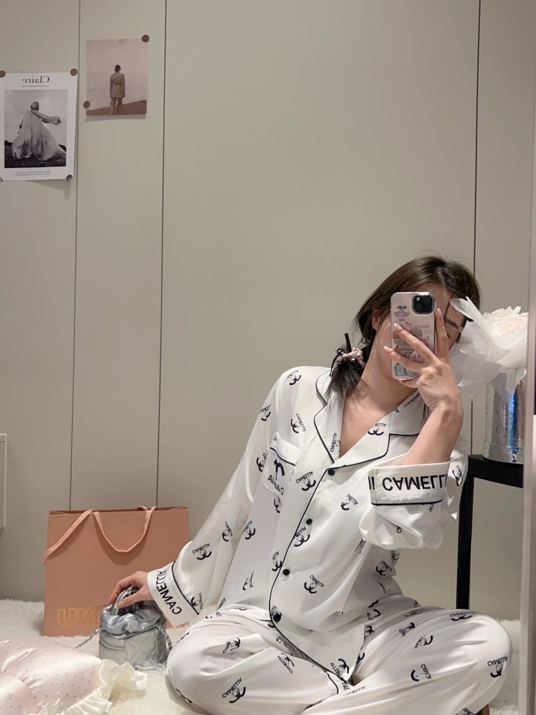 Bộ đồ ngủ lụa băng dáng suông TD32 Shury Store Home Wear Pijama dài tay cao cấp size 45-75 kg