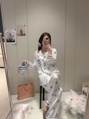Bộ đồ ngủ lụa băng dáng suông TD32 Shury Store Home Wear Pijama dài tay cao cấp size 45-75 kg