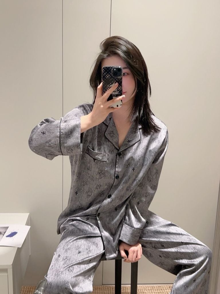 Đồ ngủ pyjama lụa băng tay dài TD71 Shury Store Home Wear cao cấp mặc nhà sang xịn mịn size M L XL