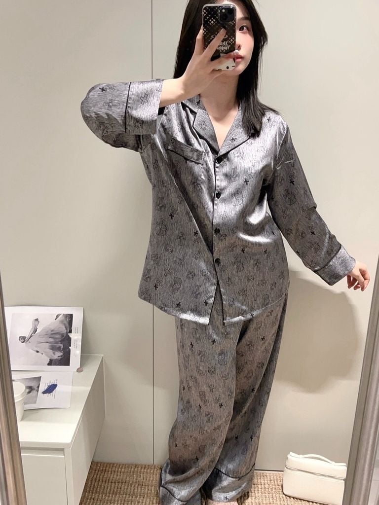 Đồ ngủ pyjama lụa băng tay dài TD71 Shury Store Home Wear cao cấp mặc nhà sang xịn mịn size M L XL