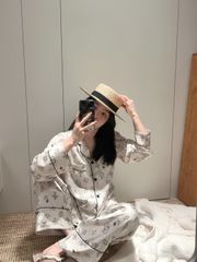 Đồ ngủ pyjama lụa băng tay dài TD71 Shury Store Home Wear cao cấp mặc nhà sang xịn mịn size M L XL