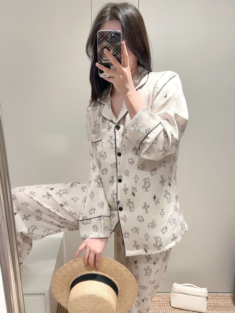 Đồ ngủ pyjama lụa băng tay dài TD71 Shury Store Home Wear cao cấp mặc nhà sang xịn mịn size M L XL