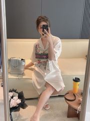 Váy ngủ sơmi lụa vân xước freesize SM46 | Shury Store Home Wear | Form suông nhẹ, mát mịn, sang