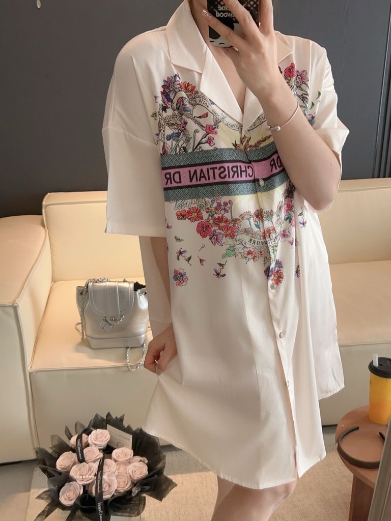 Váy ngủ sơmi lụa vân xước freesize SM46 | Shury Store Home Wear | Form suông nhẹ, mát mịn, sang
