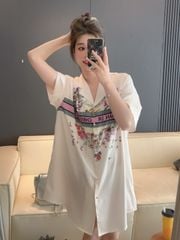 Váy ngủ sơmi lụa vân xước freesize SM46 | Shury Store Home Wear | Form suông nhẹ, mát mịn, sang