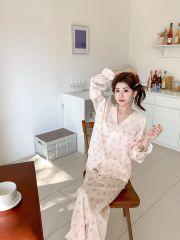 Bộ đồ ngủ nữ lụa băng baby doll TD59 Shury Store Home Wear dáng suông tay dài form rộng 45–75kg