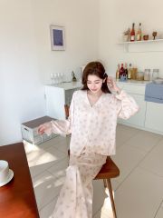 Bộ đồ ngủ nữ lụa băng baby doll TD59 Shury Store Home Wear dáng suông tay dài form rộng 45–75kg