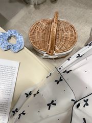 Bộ pyjama lụa băng Shury Store Home Wear họa tiết nơ tặng kèm quần short TN62 đồ ngủ nữ mùa hè