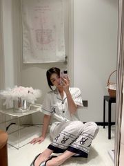 Pyjama nữ tay ngắn quần dài - Shury Store Home Wear lụa băng TN57  - Đồ ngủ chấm bi mát lạnh cao cấp