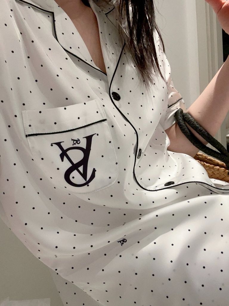 Pyjama nữ tay ngắn quần dài - Shury Store Home Wear lụa băng TN57  - Đồ ngủ chấm bi mát lạnh cao cấp