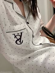 Pyjama nữ tay ngắn quần dài - Shury Store Home Wear lụa băng TN57  - Đồ ngủ chấm bi mát lạnh cao cấp