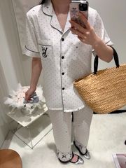 Pyjama nữ tay ngắn quần dài - Shury Store Home Wear lụa băng TN57  - Đồ ngủ chấm bi mát lạnh cao cấp