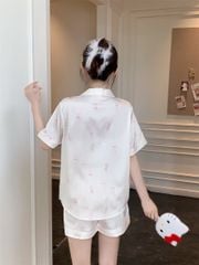 Bộ pyjama lụa tay ngắn quần short hoạt hình dễ thương NT16 - Shury Store Home Wear - đồ ngủ cute mát mịn