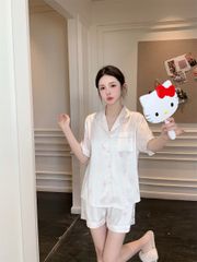 Bộ pyjama lụa tay ngắn quần short hoạt hình dễ thương NT16 - Shury Store Home Wear - đồ ngủ cute mát mịn