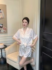 Bộ pyjama lụa tay ngắn quần short hoạt hình dễ thương NT16 - Shury Store Home Wear - đồ ngủ cute mát mịn