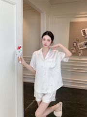Bộ pyjama lụa tay ngắn quần short hoạt hình dễ thương NT16 - Shury Store Home Wear - đồ ngủ cute mát mịn