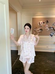 Đồ ngủ pyjama lụa băng tay ngắn quần short NT14  Shury Store Home Wear – họa tiết dễ thương, mát nhẹ