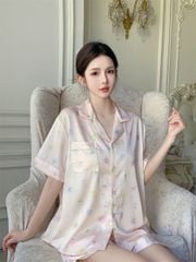 Đồ ngủ pyjama lụa băng tay ngắn quần short NT14  Shury Store Home Wear – họa tiết dễ thương, mát nhẹ