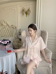 Đồ ngủ pyjama lụa băng tay ngắn quần short NT14  Shury Store Home Wear – họa tiết dễ thương, mát nhẹ