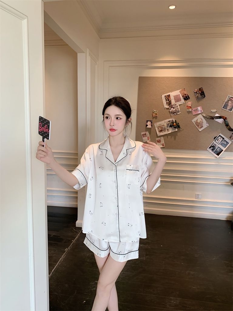Đồ ngủ pyjama lụa băng tay ngắn quần short NT40 Shury Store Home Wear size M L XL 45–75kg mềm mát