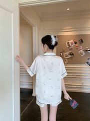Đồ ngủ pyjama lụa băng tay ngắn quần short NT40 Shury Store Home Wear size M L XL 45–75kg mềm mát