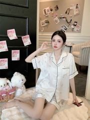 Đồ ngủ pyjama lụa băng tay ngắn quần short NT40 Shury Store Home Wear size M L XL 45–75kg mềm mát
