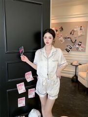 Đồ ngủ pyjama lụa băng tay ngắn quần short NT40 Shury Store Home Wear size M L XL 45–75kg mềm mát