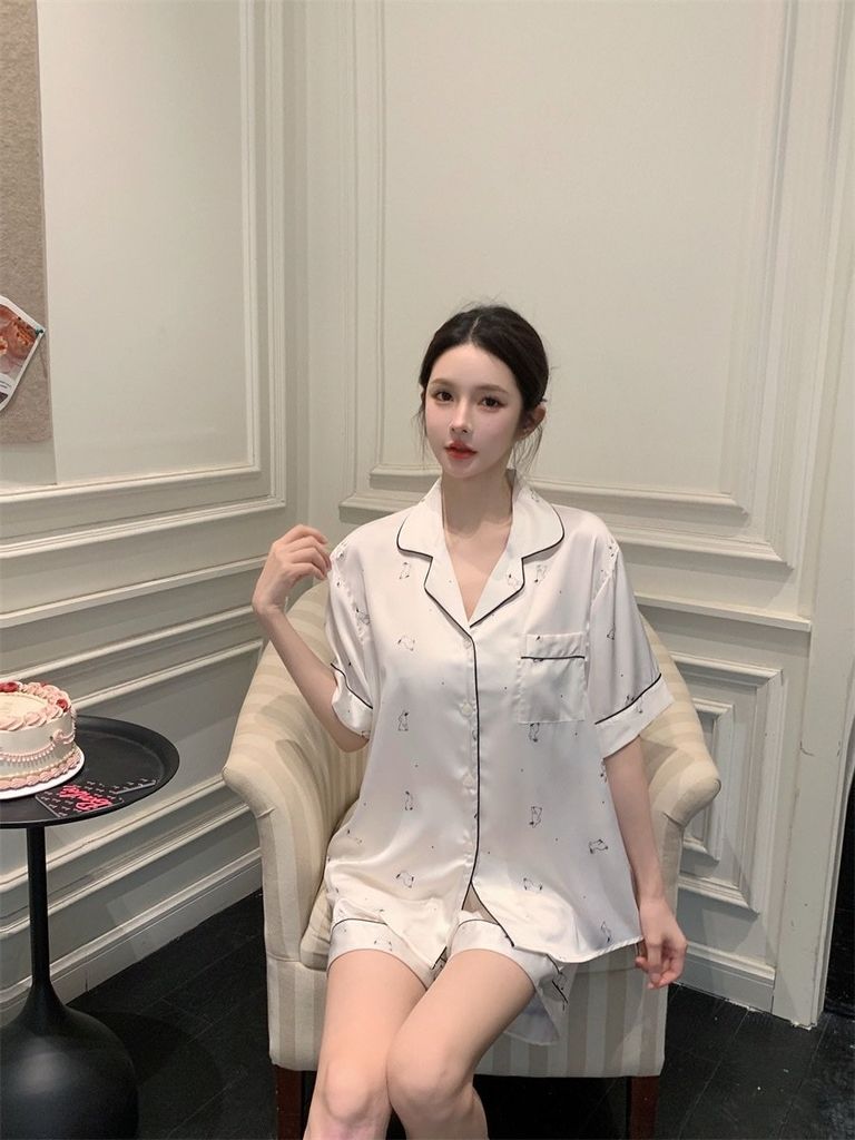 Đồ ngủ pyjama lụa băng tay ngắn quần short NT40 Shury Store Home Wear size M L XL 45–75kg mềm mát