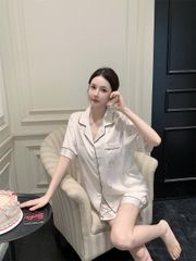 Đồ ngủ pyjama lụa băng tay ngắn quần short NT40 Shury Store Home Wear size M L XL 45–75kg mềm mát