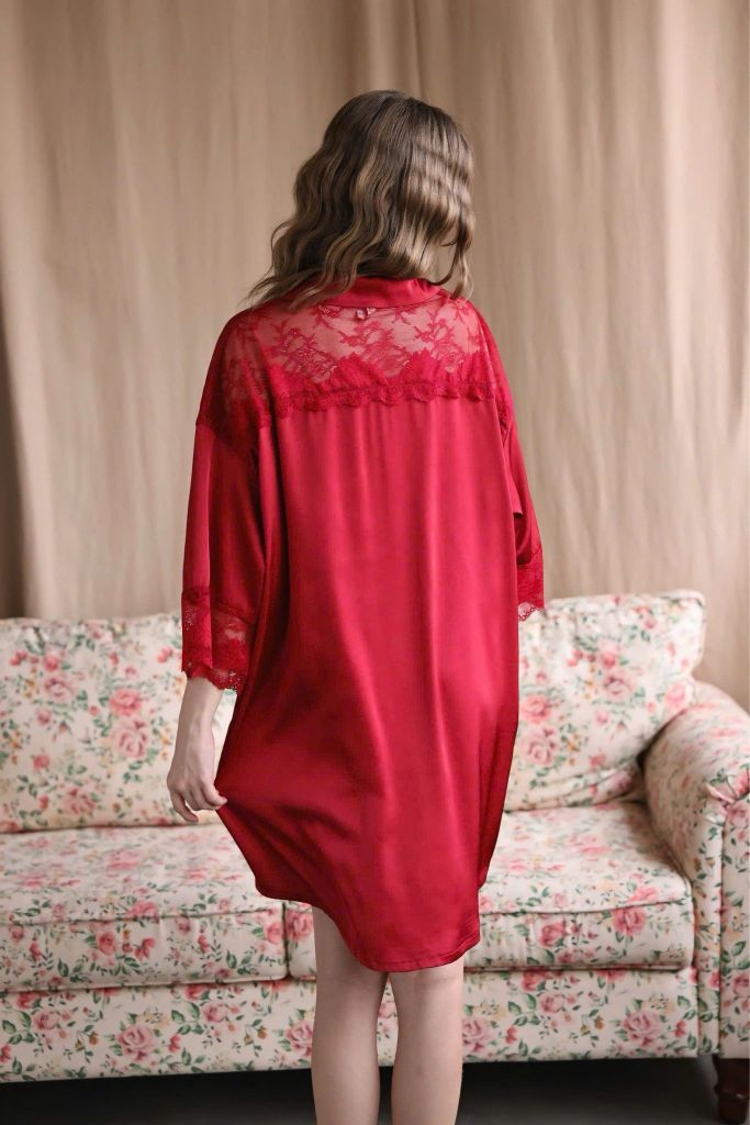 Váy ngủ lụa băng phối ren freesize 45–75kg SM60 Shury Store Home Wear Đầm ngủ màu cao cấp dài 90cm