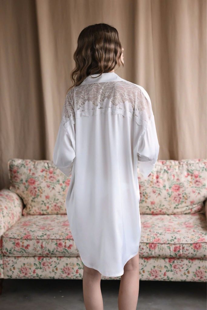 Váy ngủ lụa băng phối ren freesize 45–75kg SM60 Shury Store Home Wear Đầm ngủ màu cao cấp dài 90cm