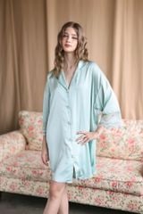 Váy ngủ lụa băng phối ren | Shury Store Home Wear |  freesize 45–75kg SM31  Đầm ngủ cao cấp dài 90cm