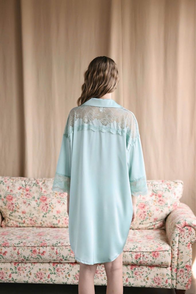 Váy ngủ lụa băng phối ren freesize 45–75kg SM60 Shury Store Home Wear Đầm ngủ màu cao cấp dài 90cm