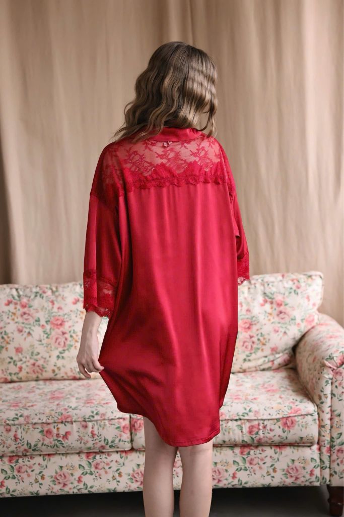 Váy ngủ lụa băng phối ren | Shury Store Home Wear |  freesize 45–75kg SM31  Đầm ngủ cao cấp dài 90cm