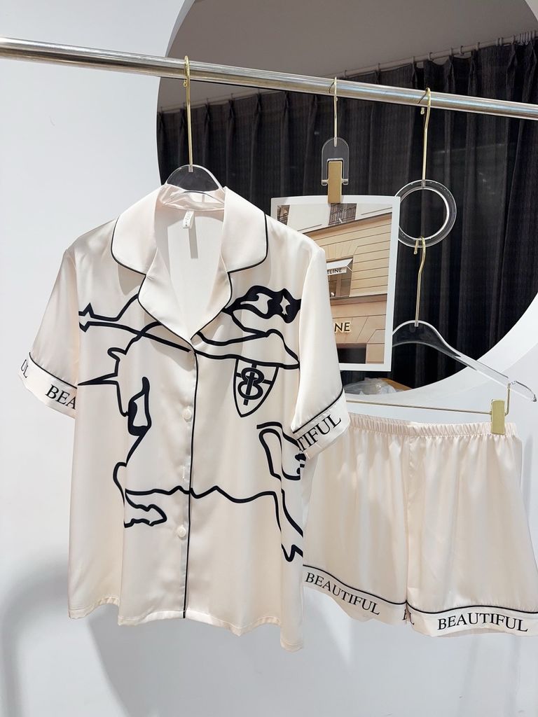 Pyjama đôi lụa băng tay ngắn quần ngắn CTN24 Shury Store Home Wear Đồ ngủ couple cao cấp size 45-85