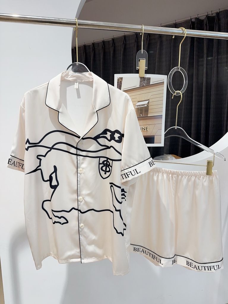 Pyjama đôi lụa băng tay ngắn quần ngắn CTN24 Shury Store Home Wear Đồ ngủ couple cao cấp size 45-85