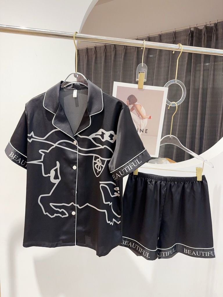 Bộ Đôi Pyjama Lụa Băng Tay Ngắn Quần Ngắn CTN9 Shury Store Home Wear Chất Mềm Mát, Họa Tiết Độc Đáo
