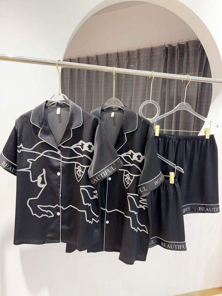 Bộ Đôi Pyjama Lụa Băng Tay Ngắn Quần Ngắn CTN9 Shury Store Home Wear Chất Mềm Mát, Họa Tiết Độc Đáo
