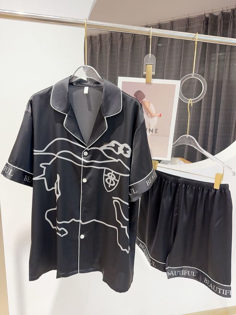 Bộ Đôi Pyjama Lụa Băng Tay Ngắn Quần Ngắn CTN9 Shury Store Home Wear Chất Mềm Mát, Họa Tiết Độc Đáo