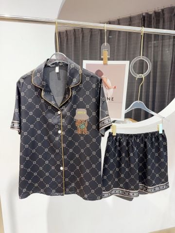 Pyjama couple lụa băng tay ngắn quần ngắn CTN23 Shury Store Home Wear Đồ đôi mát nhẹ dễ thương