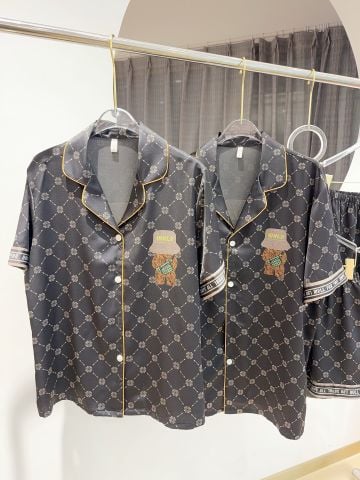 Pyjama couple lụa băng tay ngắn quần ngắn CTN23 Shury Store Home Wear Đồ đôi mát nhẹ dễ thương