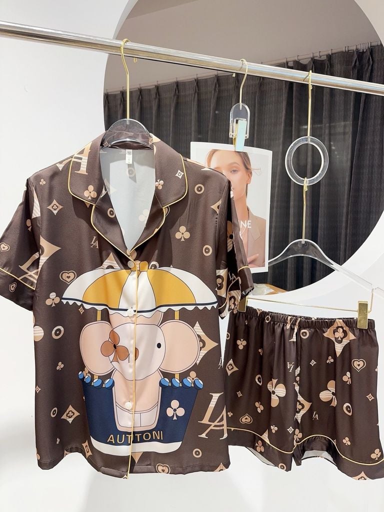 Pyjama Couple Lụa Băng Tay Ngắn Quần Ngắn CTN5 | Shury Store Home Wear | Mềm Mát, Lịch Sự, Dễ Mặc