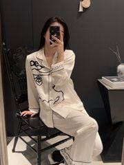 Bộ đồ ngủ đôi DD68 lụa băng tay dài quần dài Shury Store Home Wear Pyjama couple sang trọng mềm mát