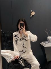Bộ đồ ngủ đôi DD68 lụa băng tay dài quần dài Shury Store Home Wear Pyjama couple sang trọng mềm mát