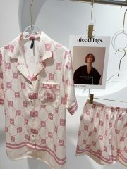 Bộ pyjama lụa ngắn vân xước NT47 – Shury Store Home Wear – tay ngắn quần ngắn, lụa mát, form rộng