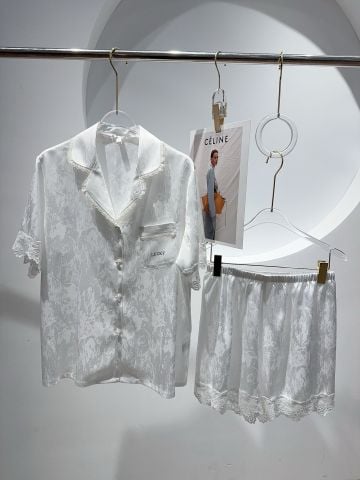 Bộ pyjama lụa băng ngắn NT01 Shury Store Home Wear | Thiết kế viền ren tinh tế, form rộng mát mịn