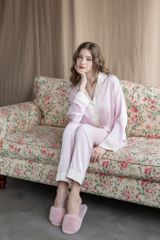 Bộ pyjama lụa dài tay TD30 phối viền sang trọng – Shury Store Home Wear – mềm mát, mặc nhà cao cấp